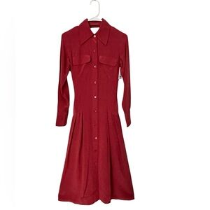 Equipment Natacha Red Silk Fit and Flare Shirt Dress| Size 00